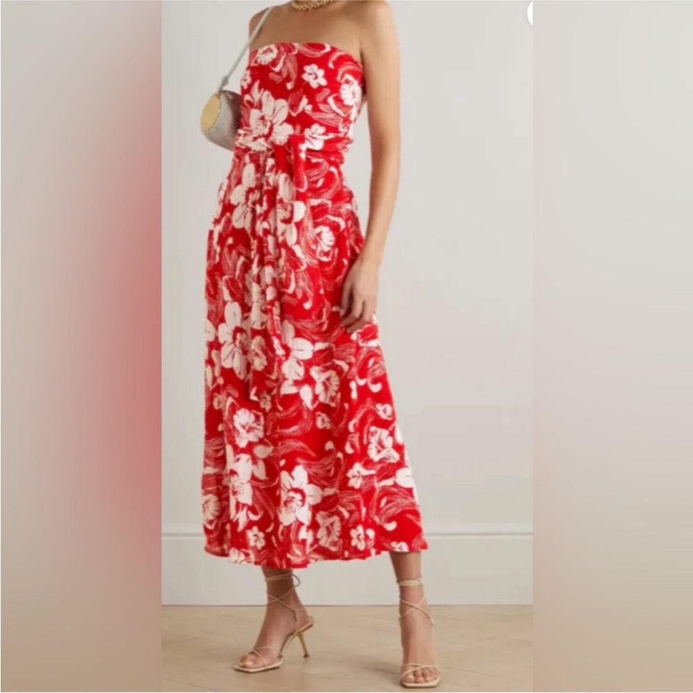 Faithfull The Brand Maivi Midi Dress Camara Floral Red Size 4/small